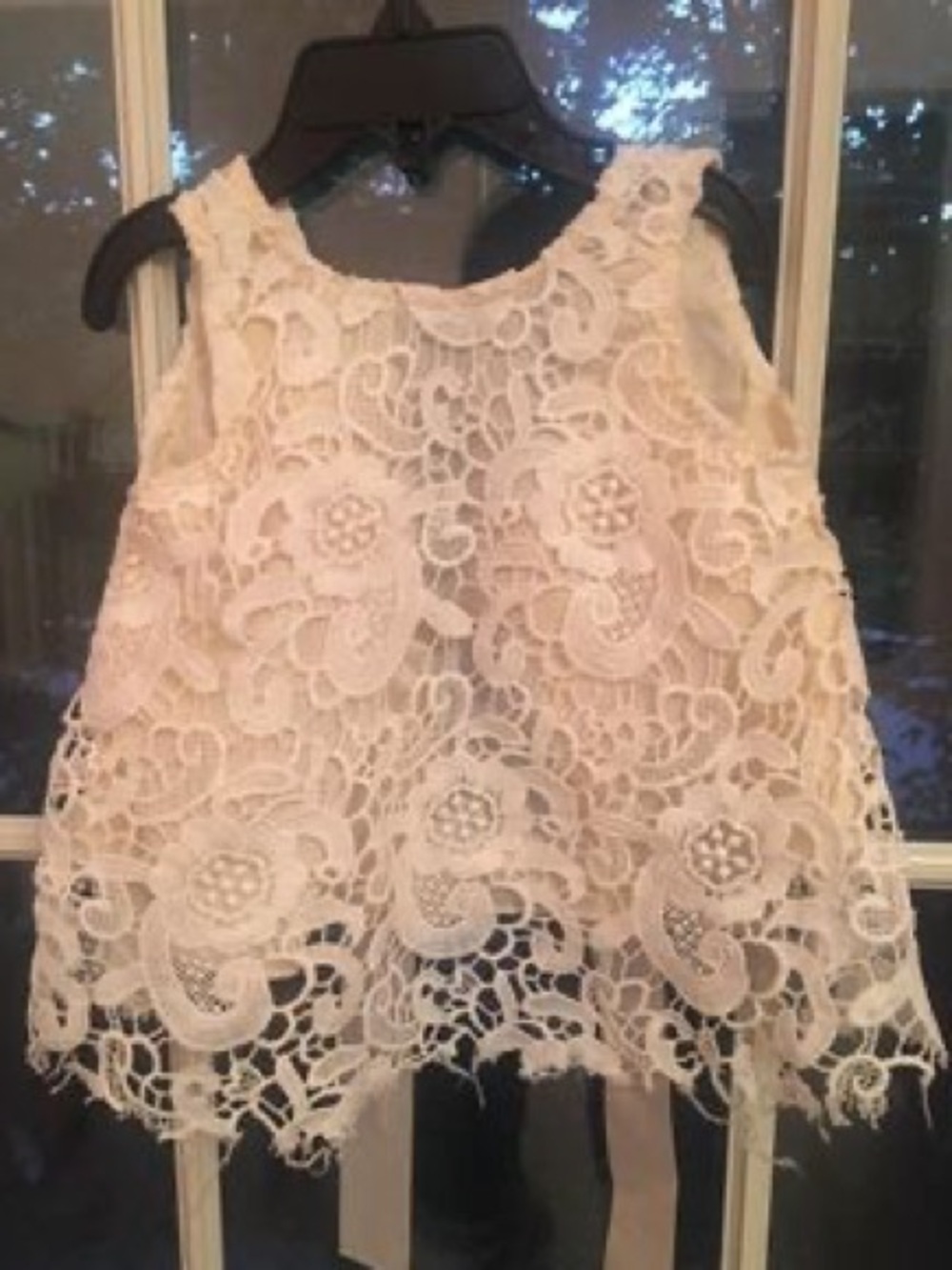 Custom Baby Lace Overlay Sleeveless Top in Ivory - 12-18 months upto 2 years